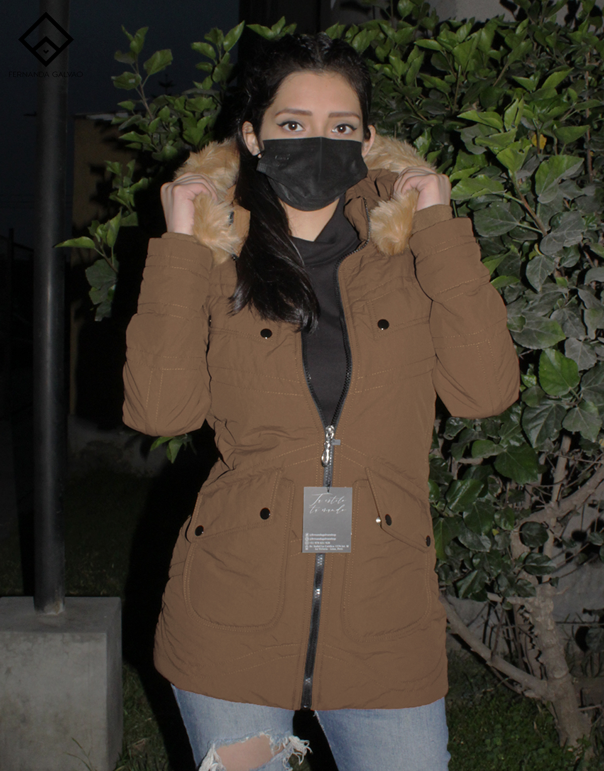 parka mujer cozy camello