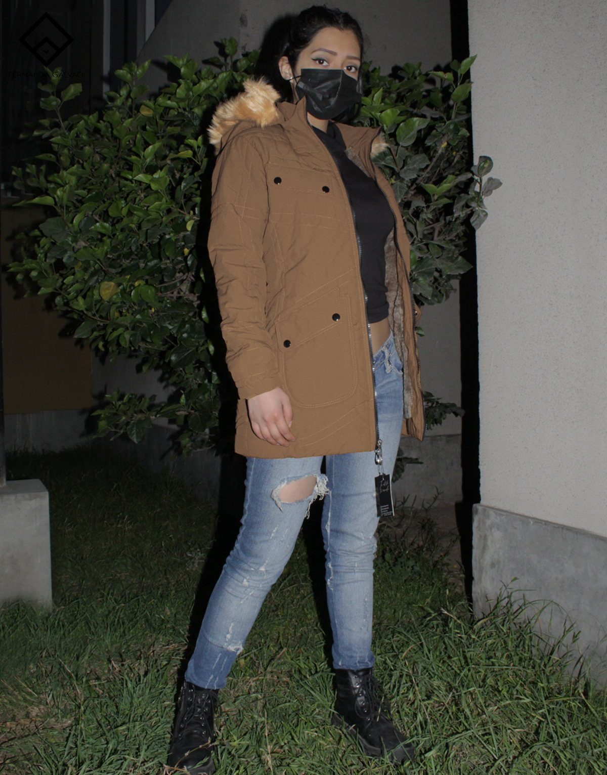 parka mujer cozy camello