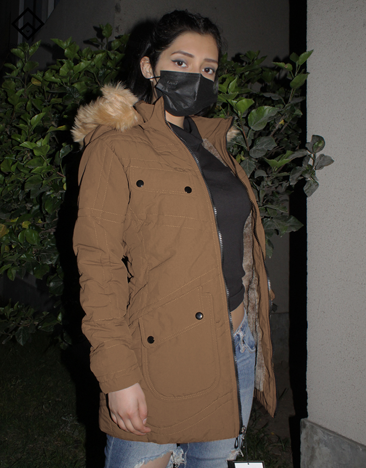 parka mujer cozy camello