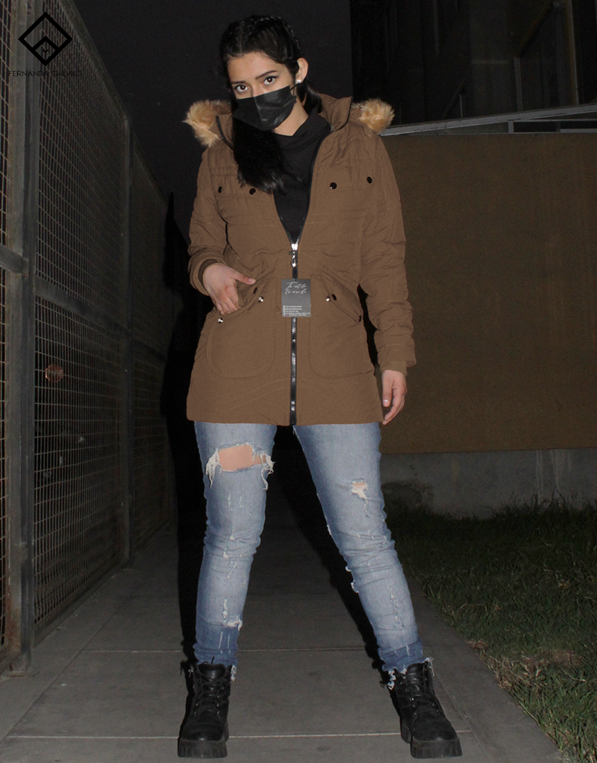 parka mujer cozy camello