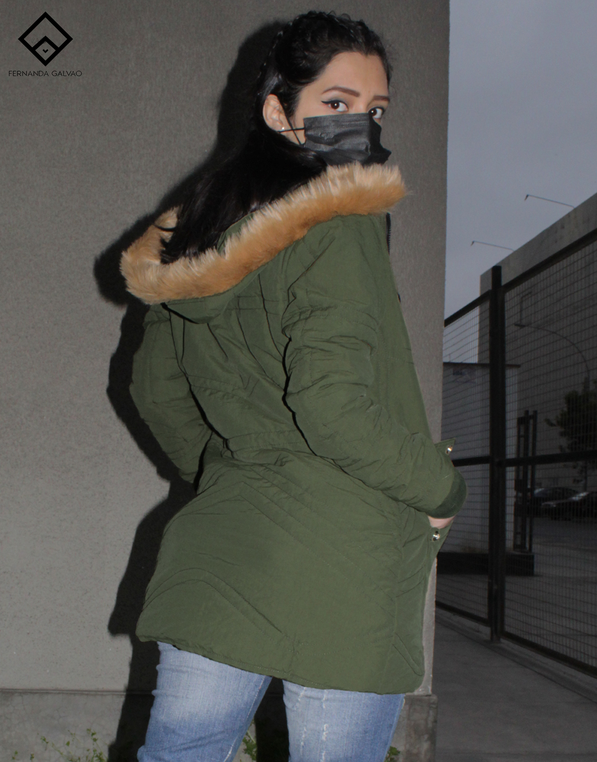 parka cozy mujer verde militar