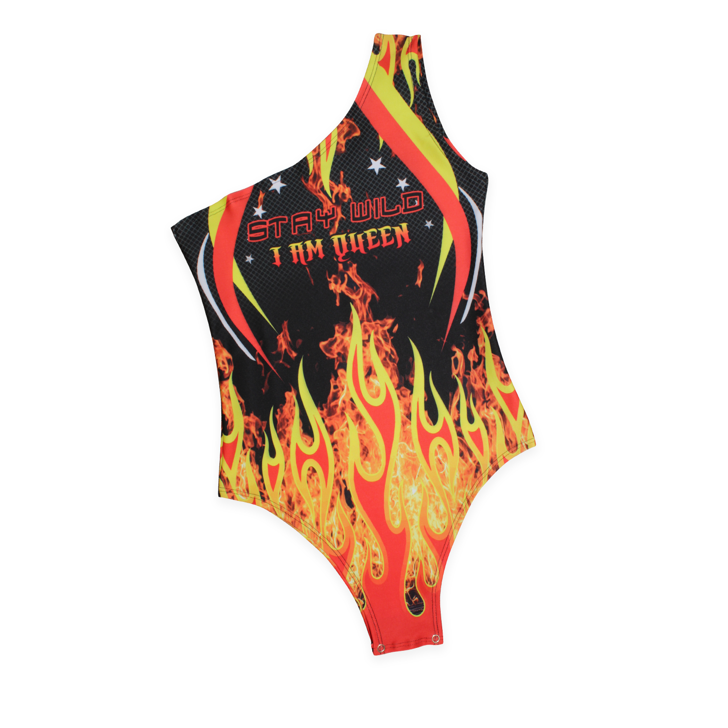 body manga tarzan con estampado de fuego