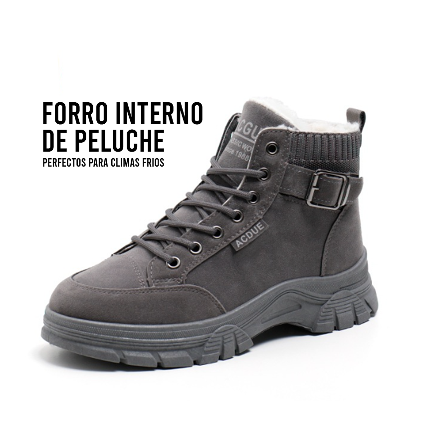 BOT-GRIS Bota de invierno para mujer con forro interno de peluche ideal climas frios